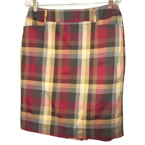 Established 1962 Plaid Pencil Skirt Rear Zipper Size 12 Preppy Career Holiday